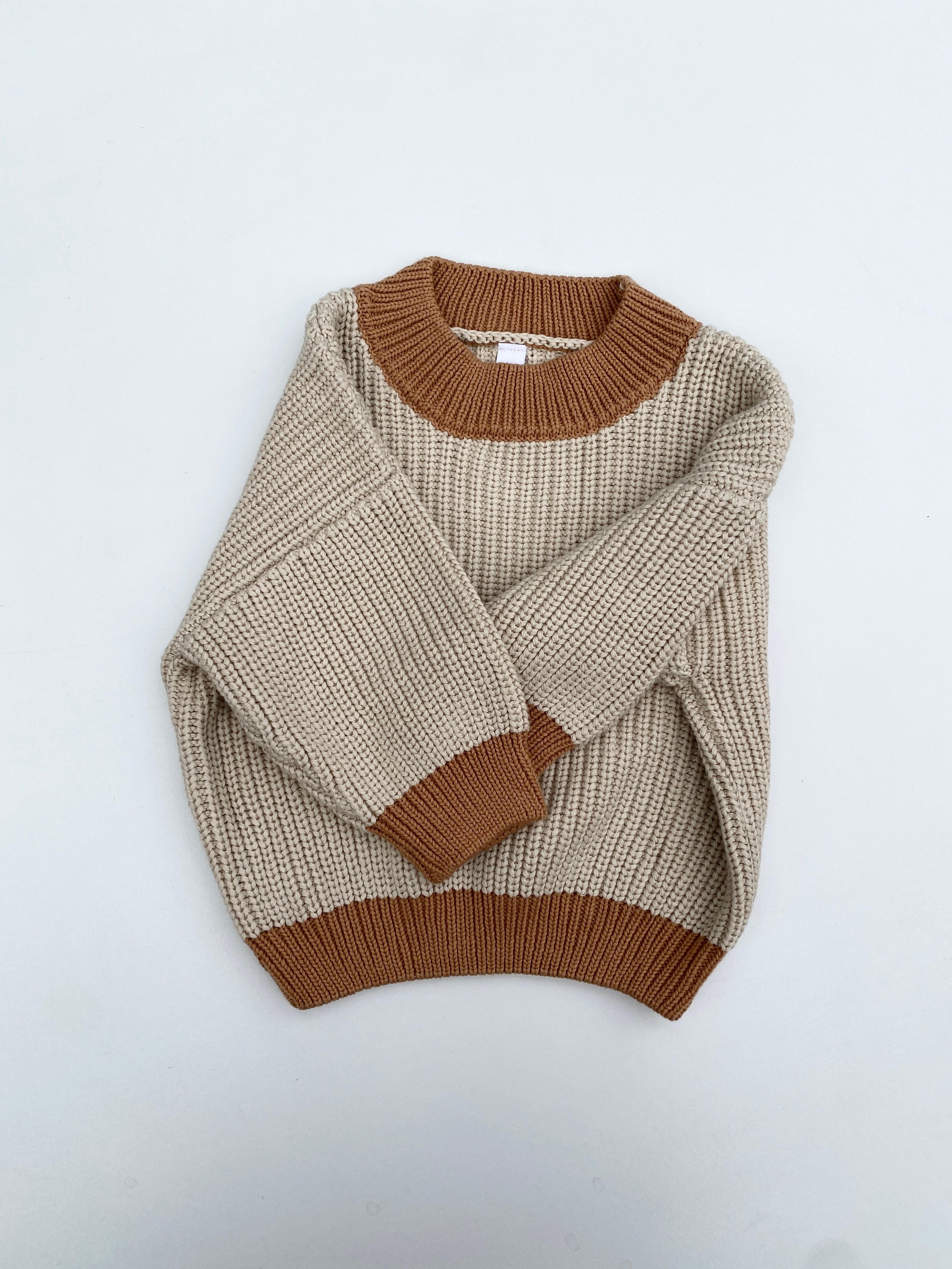 chunky knit pullover - sand/caramel